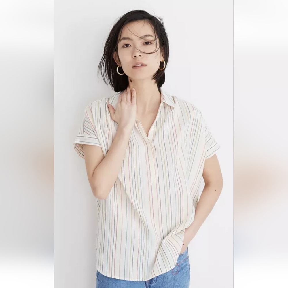 Madewell rainbow stripe central popover